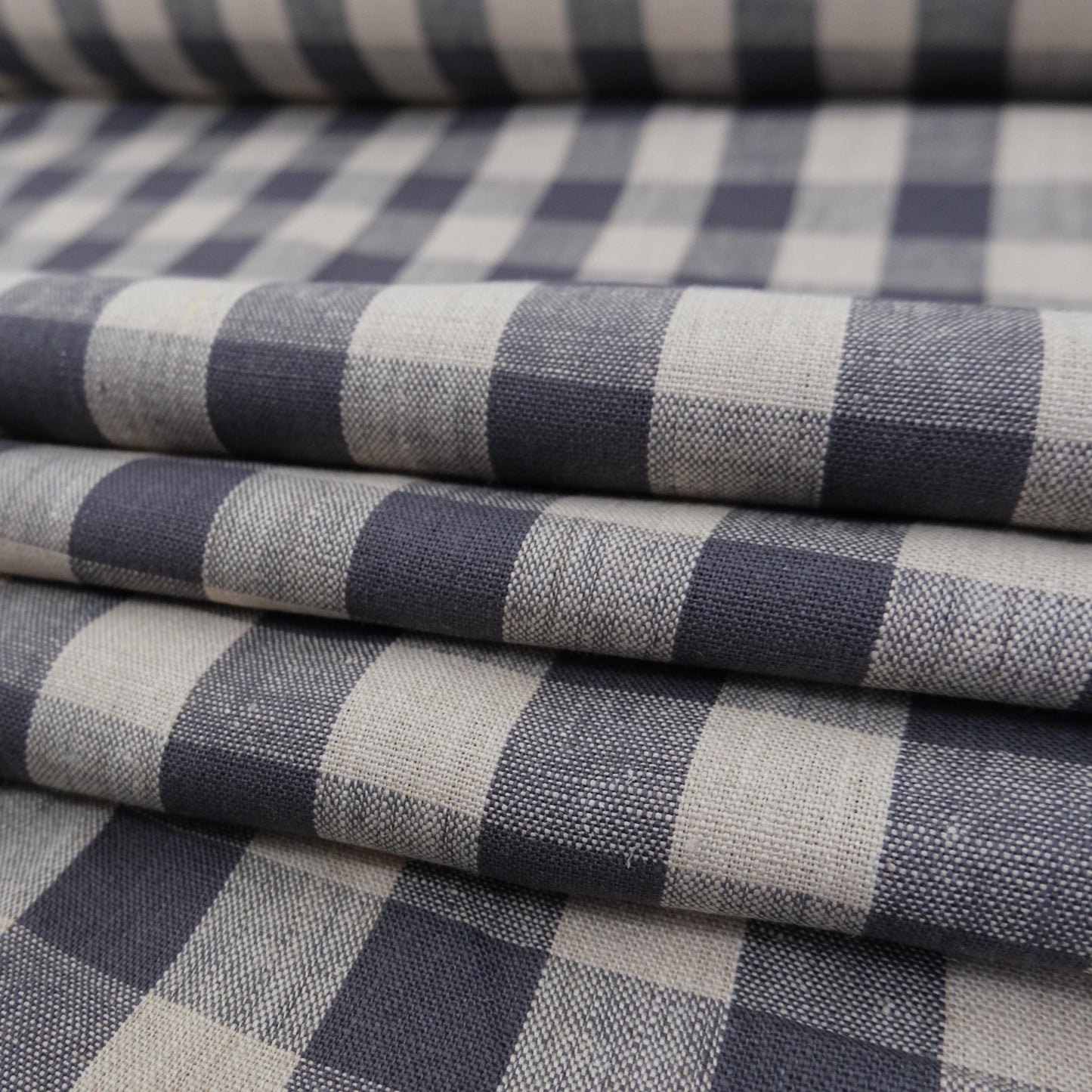 Gray Checkered Linen Fabric by the Yard