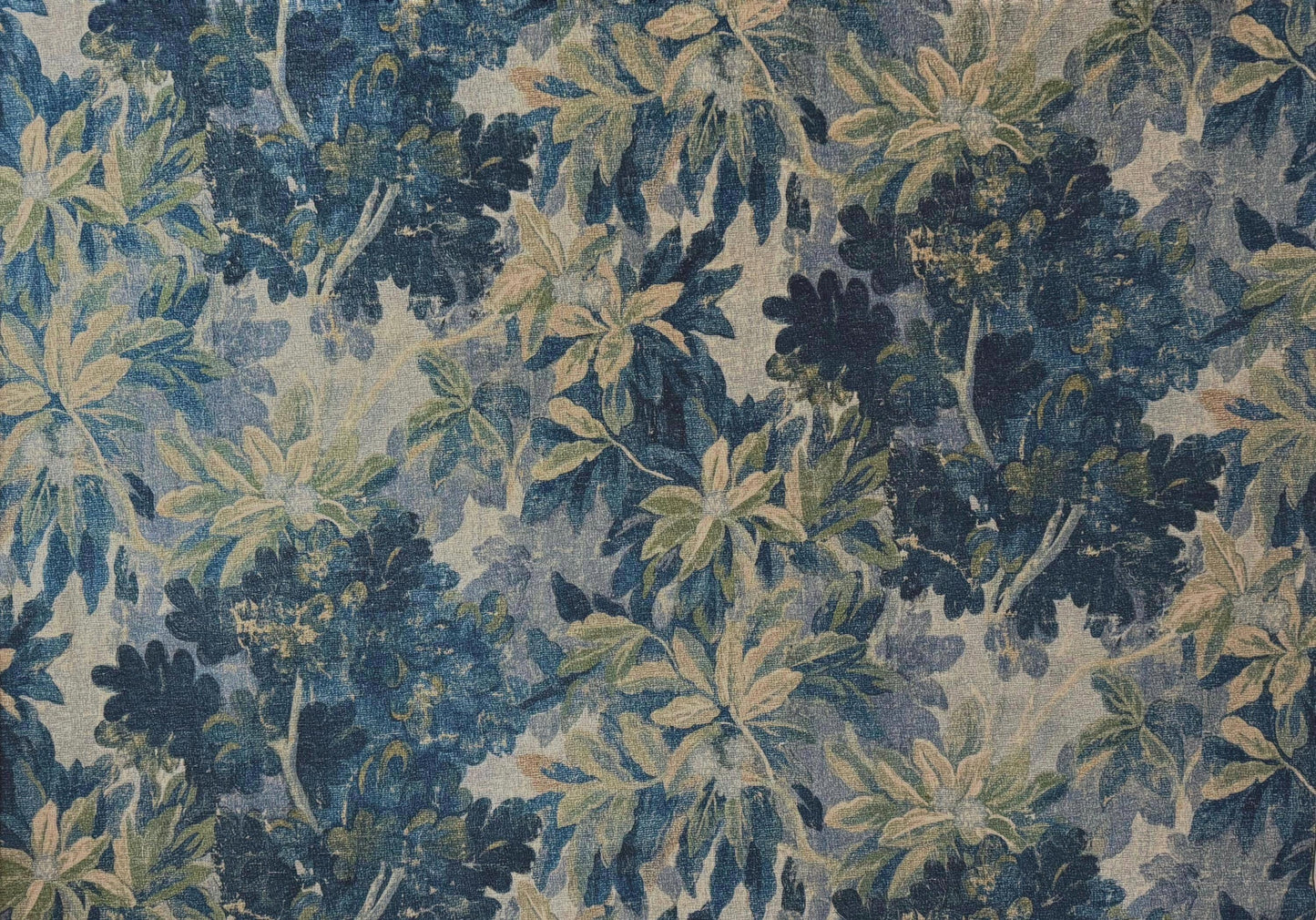 Verdana Steel Blue Leaf Pattern Fabric- Designer Upholstery Fabric