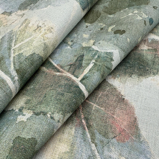 Abstract Floral Print by the Yard Green Watercolor