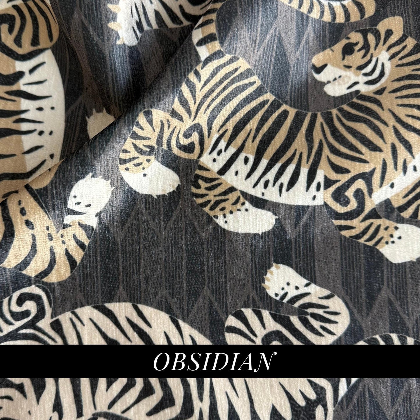 gray Wild Feline Patterned Textile High-End Chenille Majestic Tiger Print Large Scale Exotic Upholstery Fabric by Yard