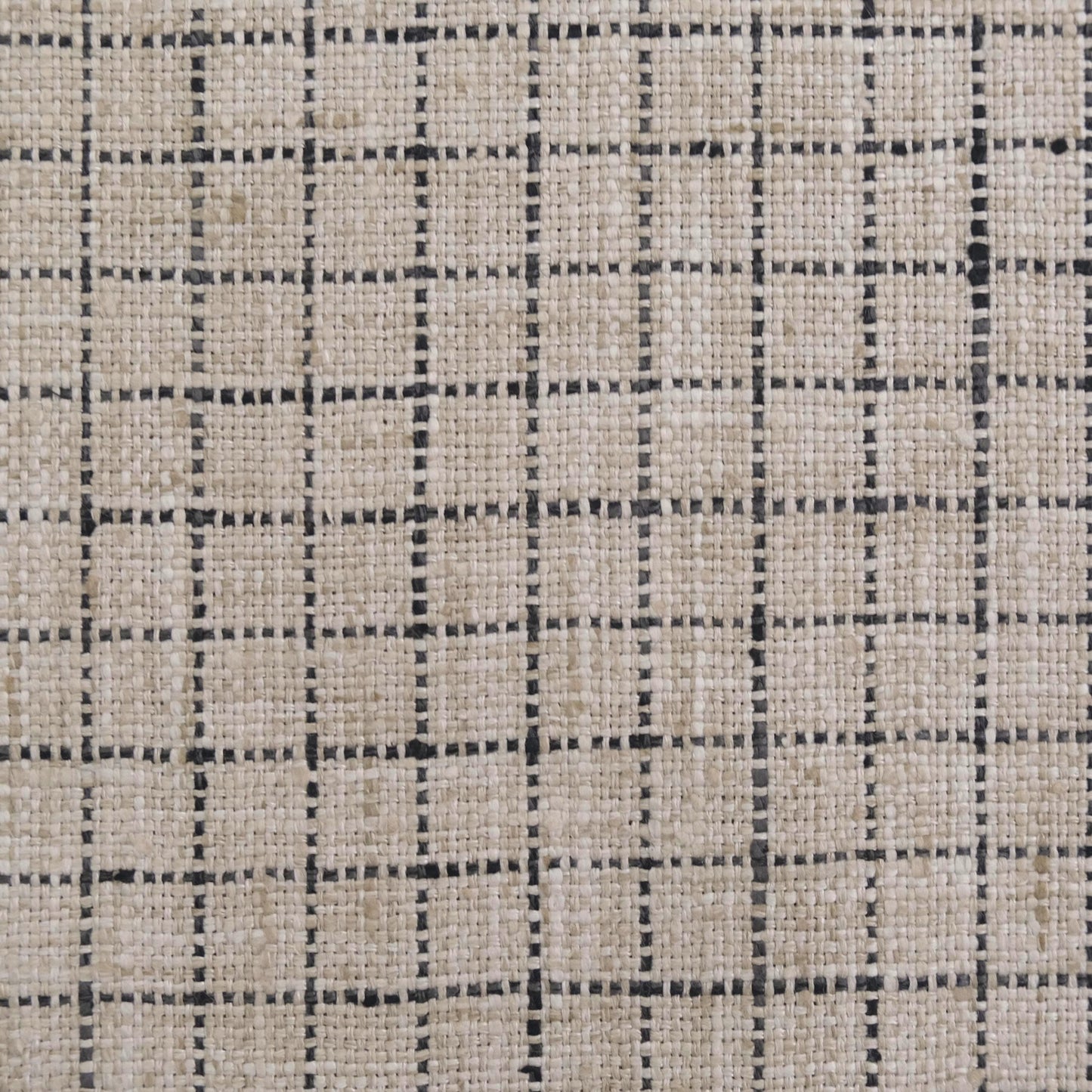 Beige Windowpane Fabric by the Yard Small Scale