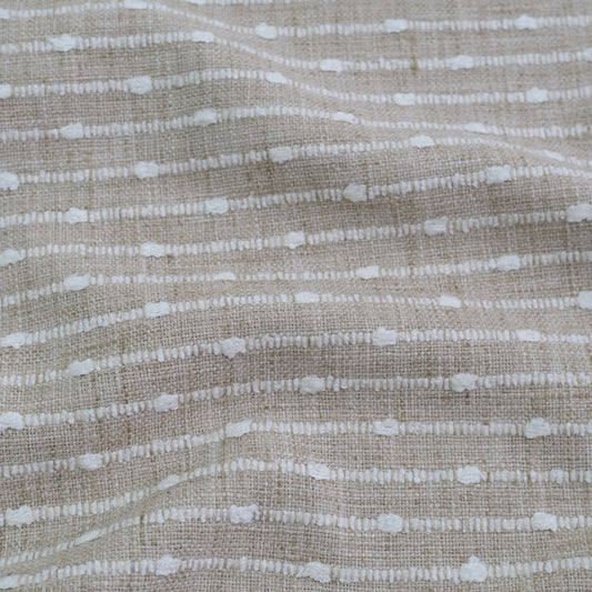 Sand Striped Chunky Slub Upholstery Fabric- Textured Natural Stripe Linen Blend