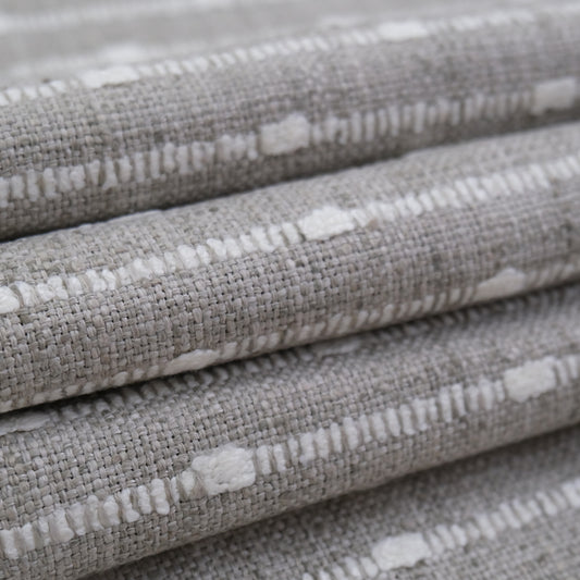 Agnes Graige Chunky Striped Upholstery Fabric- Modern Neutral Weave