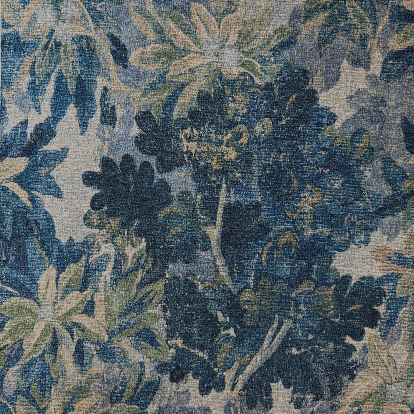 Verdana Steel Blue Leaf Pattern Fabric- Designer Upholstery Fabric
