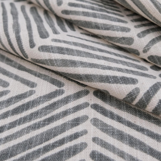 Neutral Geometric Fabric by Yard Tribal Block Print Pattern
