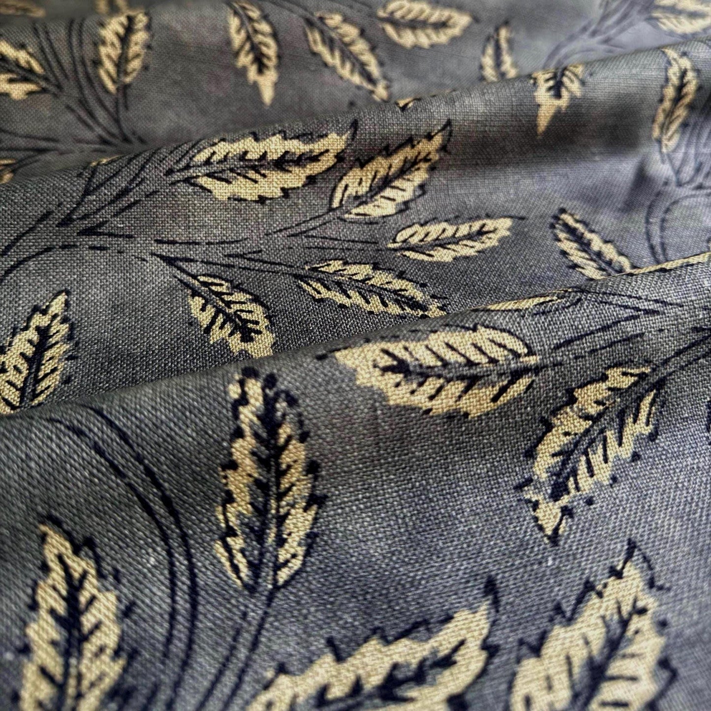 Organic Modern Fabric Neutral Foliage Print Designer Drapery Yardage Botanical Pattern