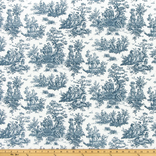 Blue Toile Fabric Gingham Navy Ticking Stripe Coordinating Pattern French Provincial Fabric Vintage Inspired Sewing Quilting Country Decor