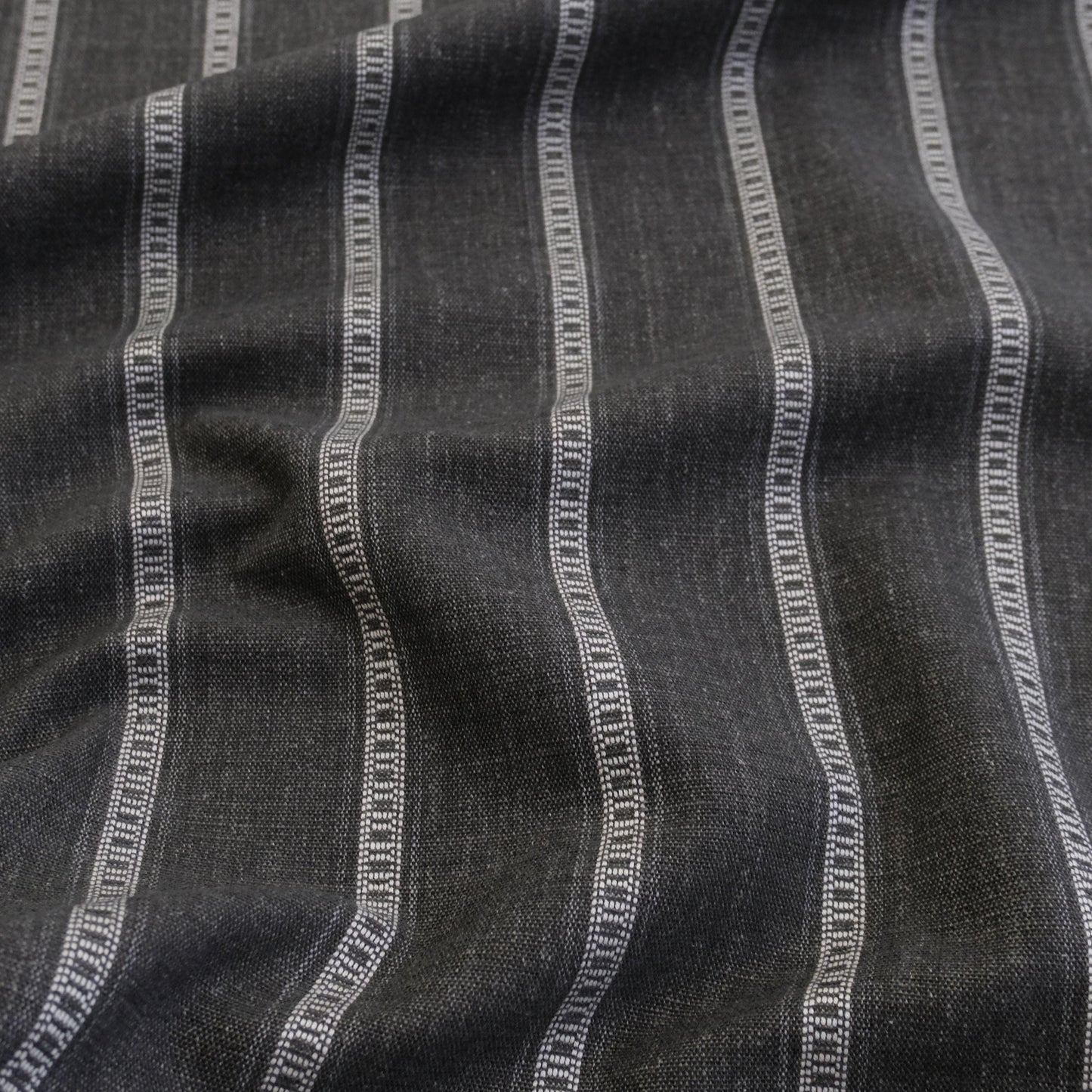 Brown Stripe Upholstery Fabric Large Scale Woven