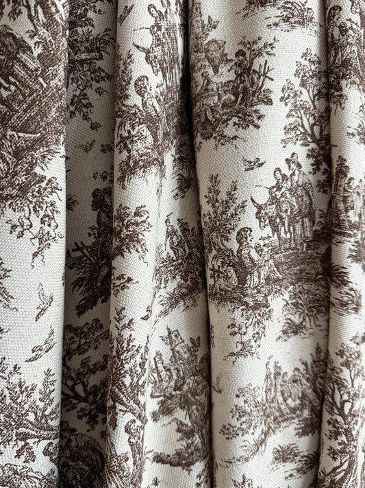 Brown Toile Cotton Fabric French Country Look