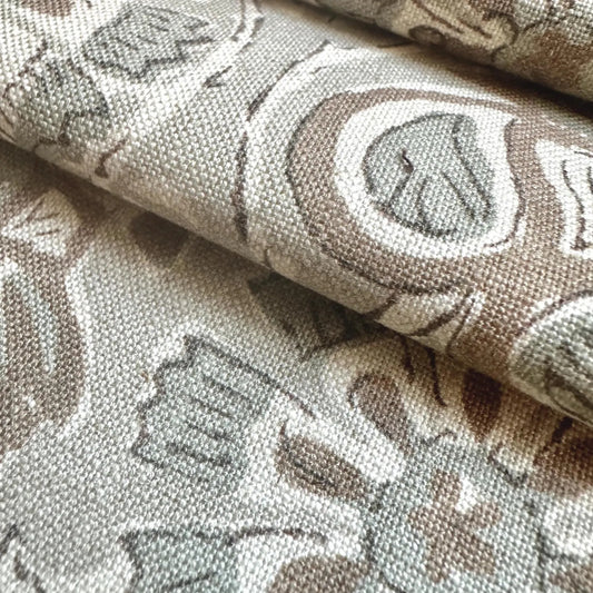 Taupe Floral Muted Green Fabric