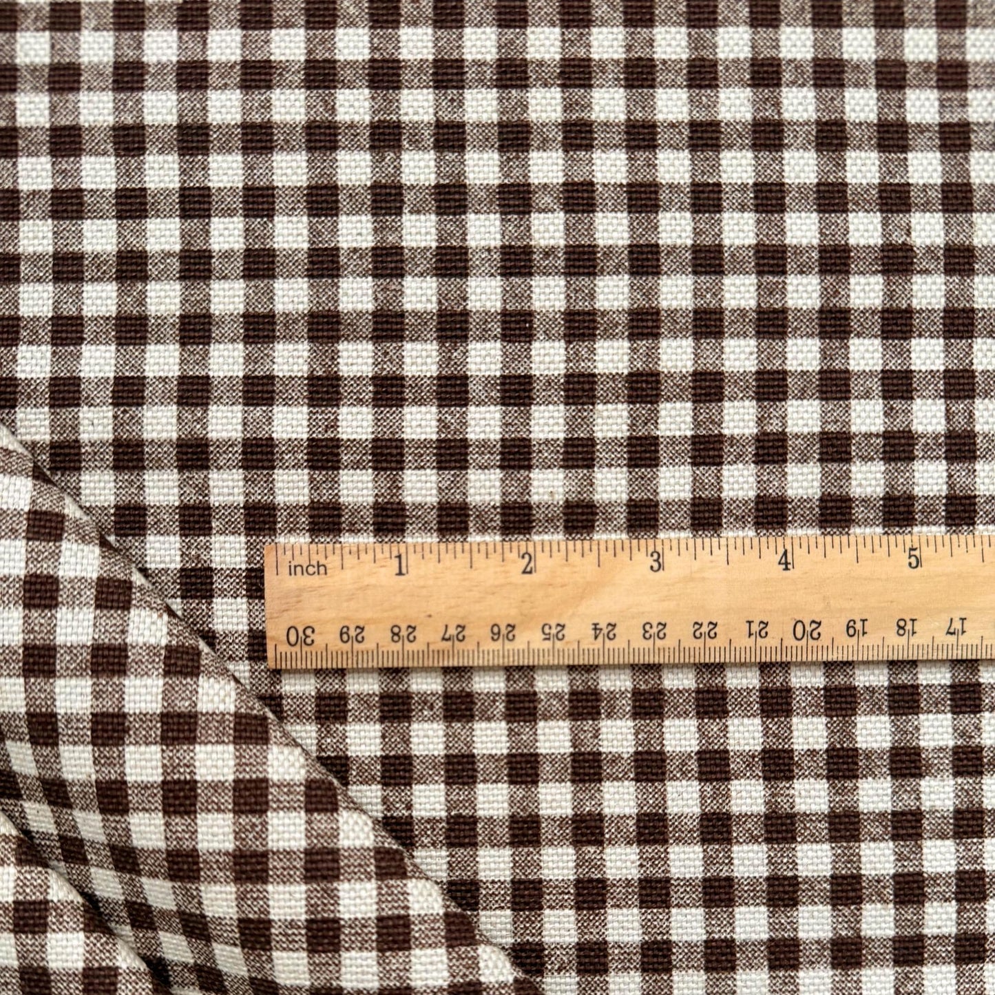 Warm Brown Gingham Check Fabric Rustic Look