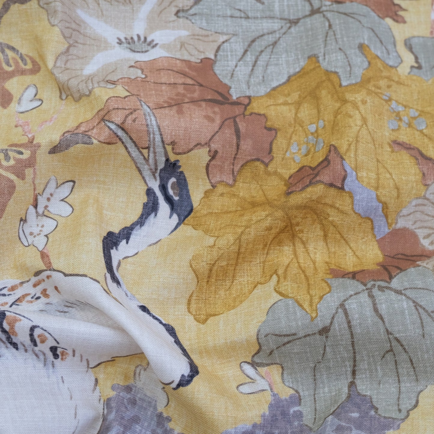 Plume Goldenrod Asian-Inspired Cotton Fabric Birds & Blossoms Design