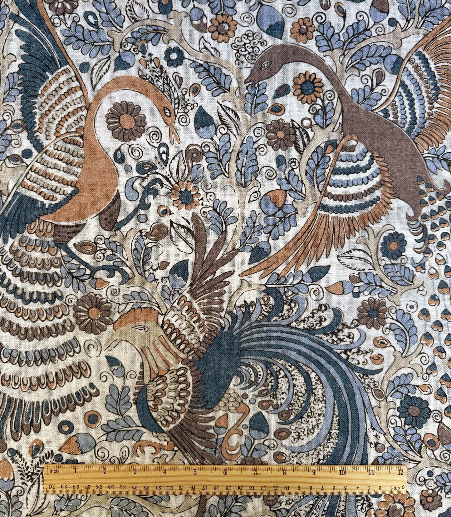 Bird Fabric Teal Drapery Curtain William Morris Inspired