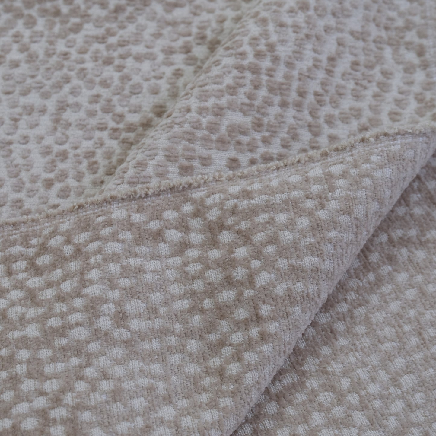 Taupe Polka Dot Chenille Upholstery Fabric – Plush Textured Fabric by the Yard