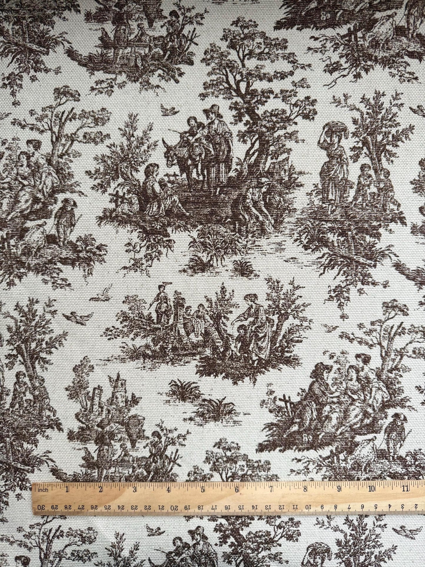 Brown Toile Cotton Fabric French Country Look