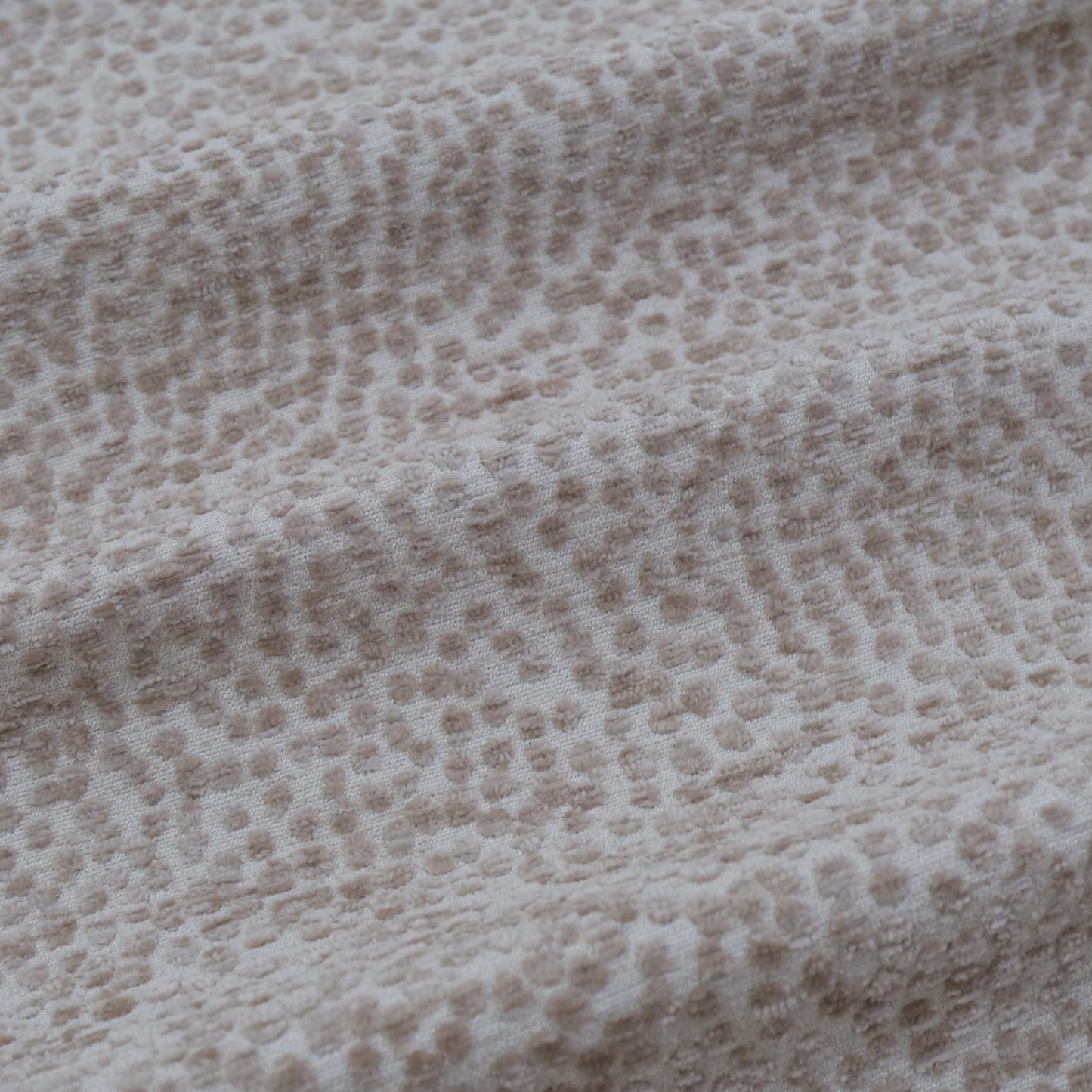 Taupe Polka Dot Chenille Upholstery Fabric – Plush Textured Fabric by the Yard
