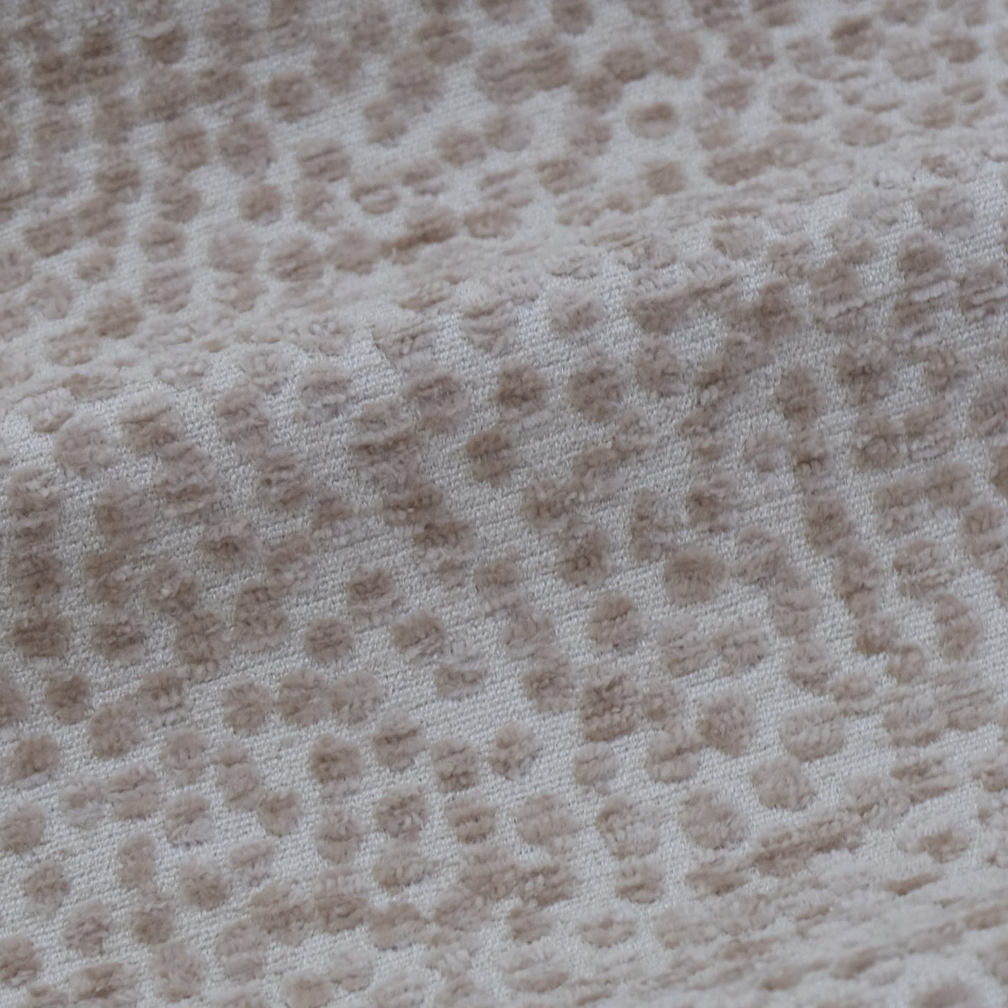Taupe Polka Dot Chenille Upholstery Fabric – Plush Textured Fabric by the Yard
