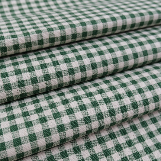 Green Gingham Fabric Cotton Yardage Small Plaid