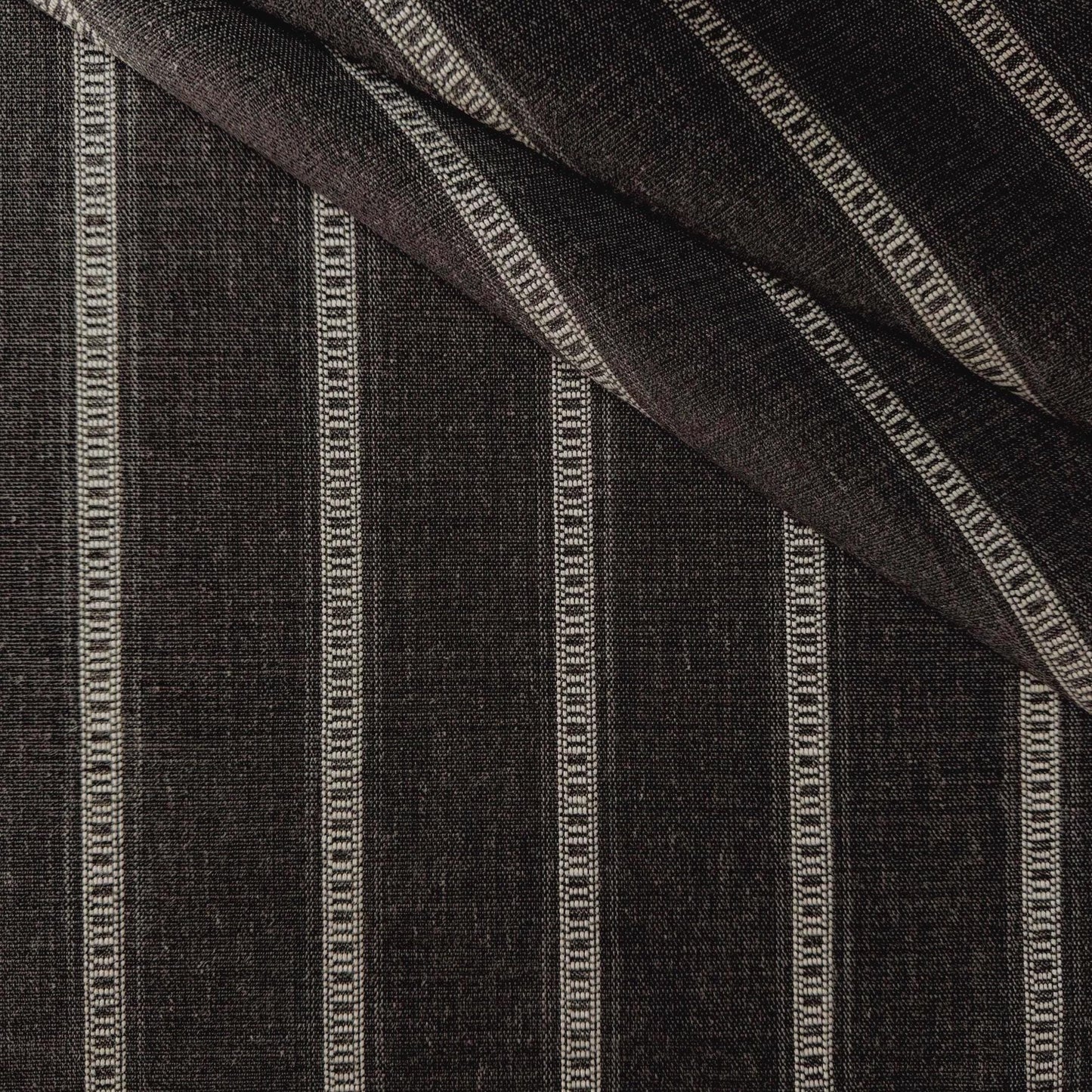 Ledger Driftwood Brown Stripe Upholstery Fabric - Large-Scale Striped Design