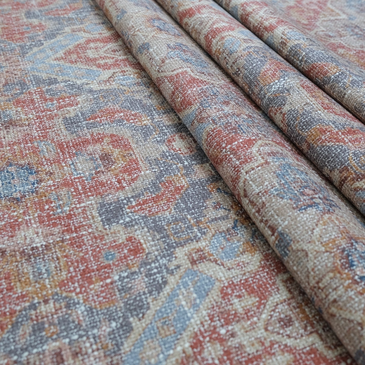 Tula Vintage Rug Bohemian Upholstery Fabric- Chenille Shabby Chic Design