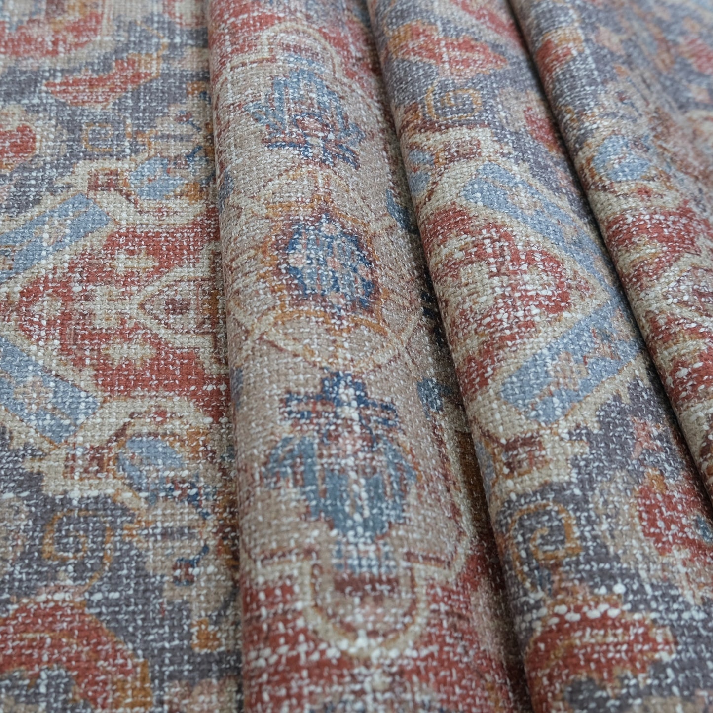 Tula Vintage Rug Bohemian Upholstery Fabric- Chenille Shabby Chic Design