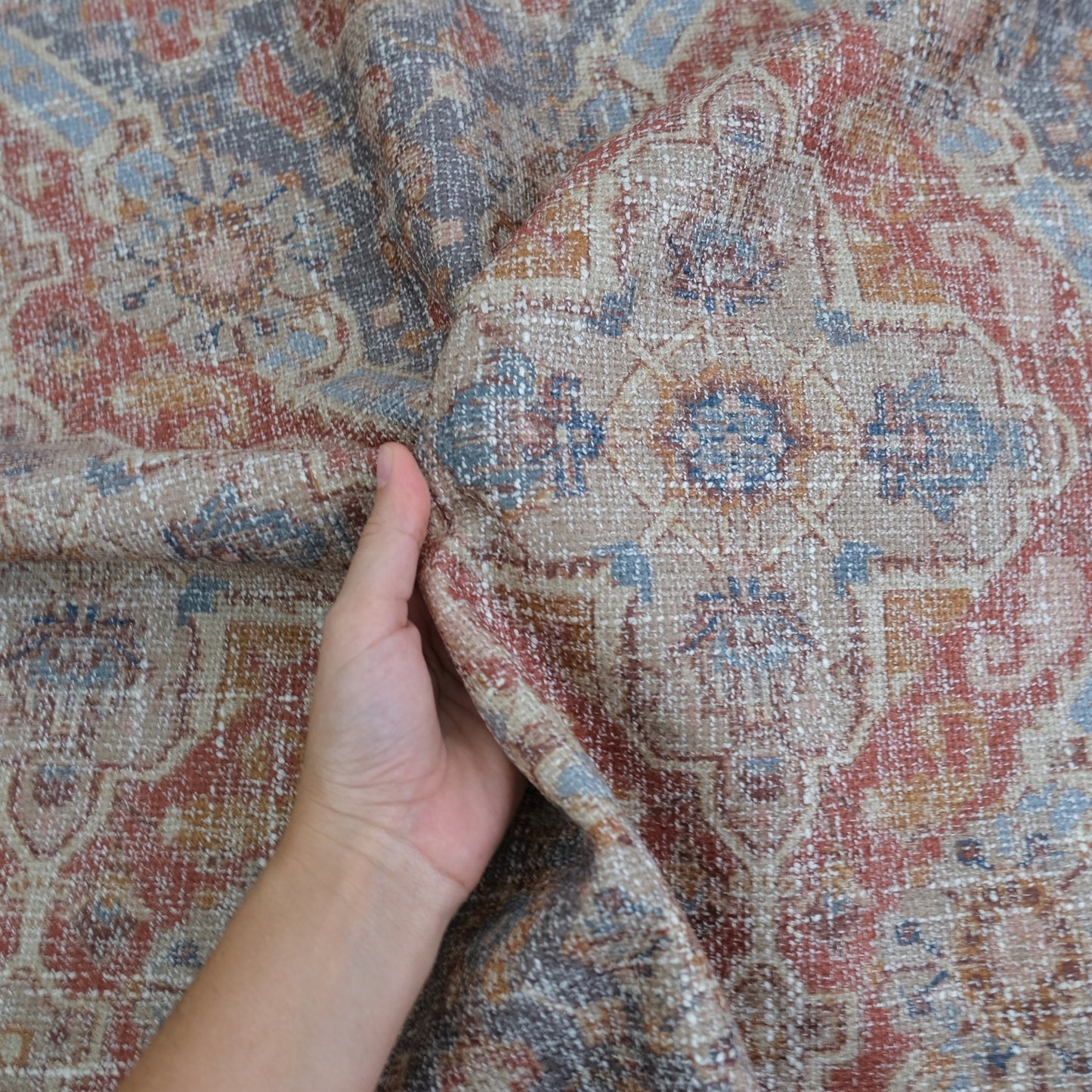 Tula Vintage Rug Bohemian Upholstery Fabric- Chenille Shabby Chic Design