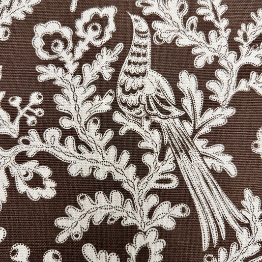 Brown Bird Fabric Floral Cotton Upholstery