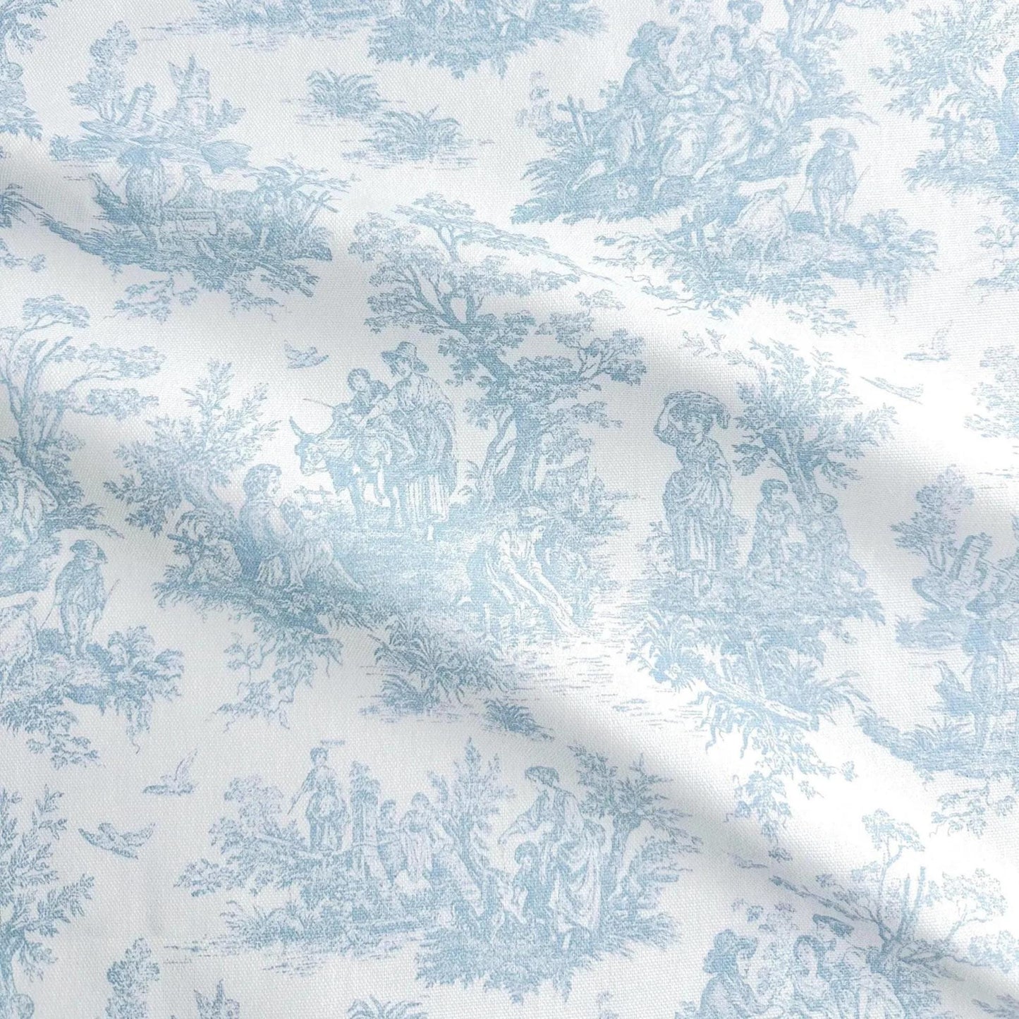 light blue Cotton Toile Print Fabric by Yard Toile de Jouy Bedding Quilting Scenic Floral French Fabric for Sewing Cafe Curtain Historical Print Fabric baby blue