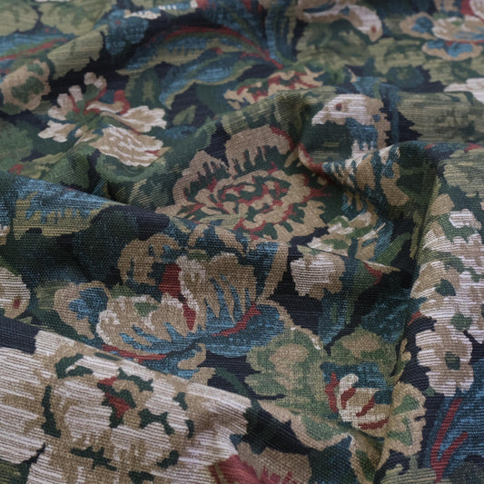 Forest Green Floral Print Upholstery Fabric