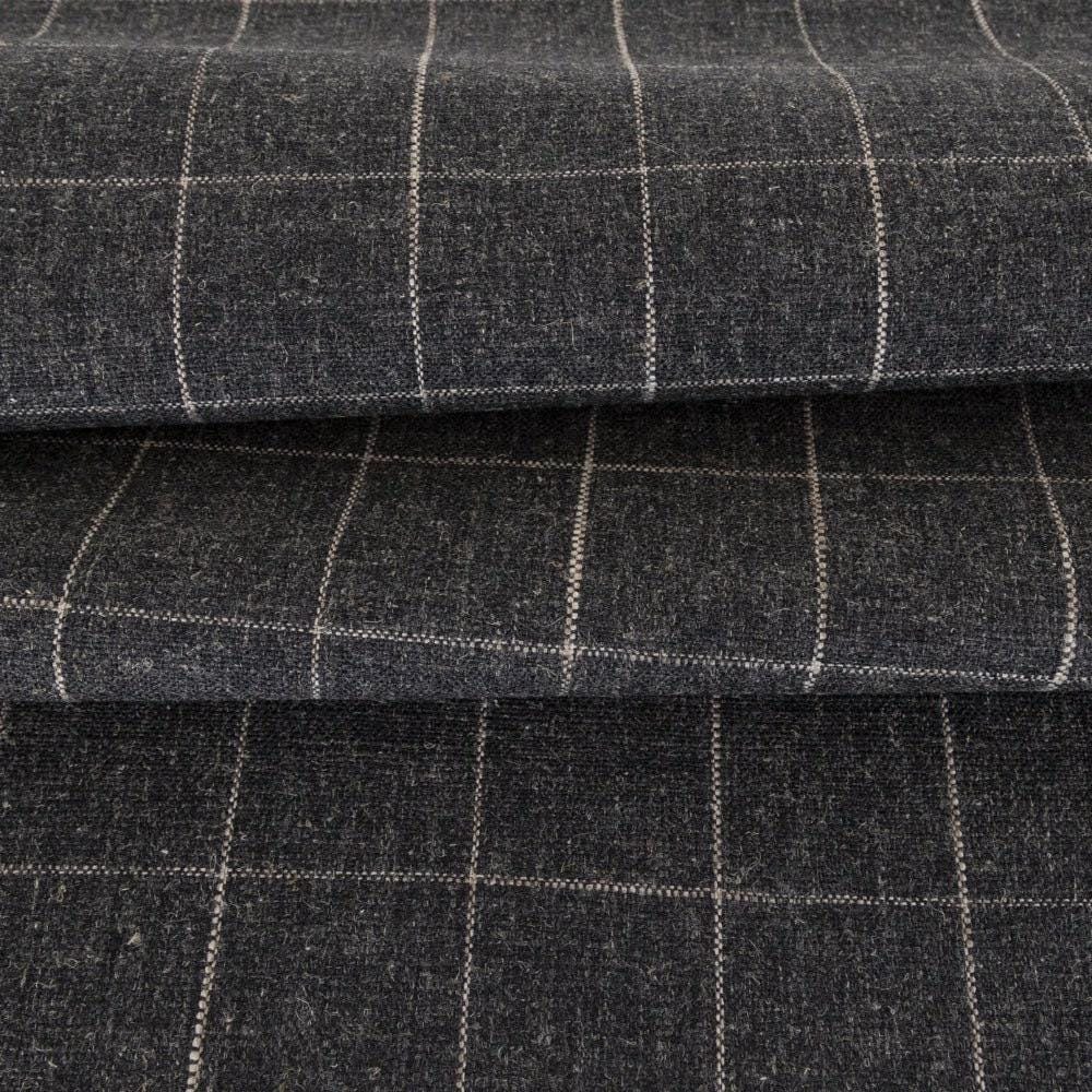 Dark Gray Upholstery Fabric windowpane pattern