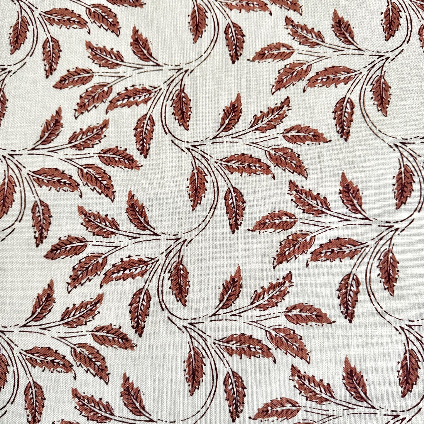 Sorrel Woodrose Deep Red Leaf Fabric - Burgundy Botanical Print