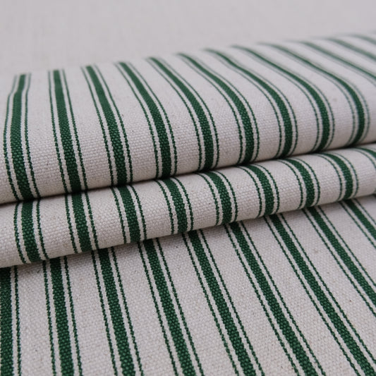 Pine Green Ticking Stripe Fabric