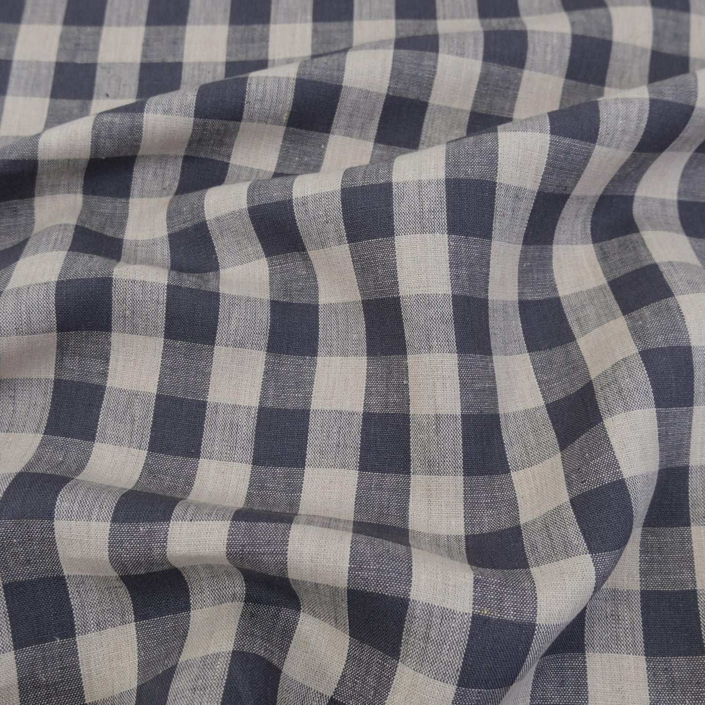 Gray Checkered Linen Fabric by the Yard
