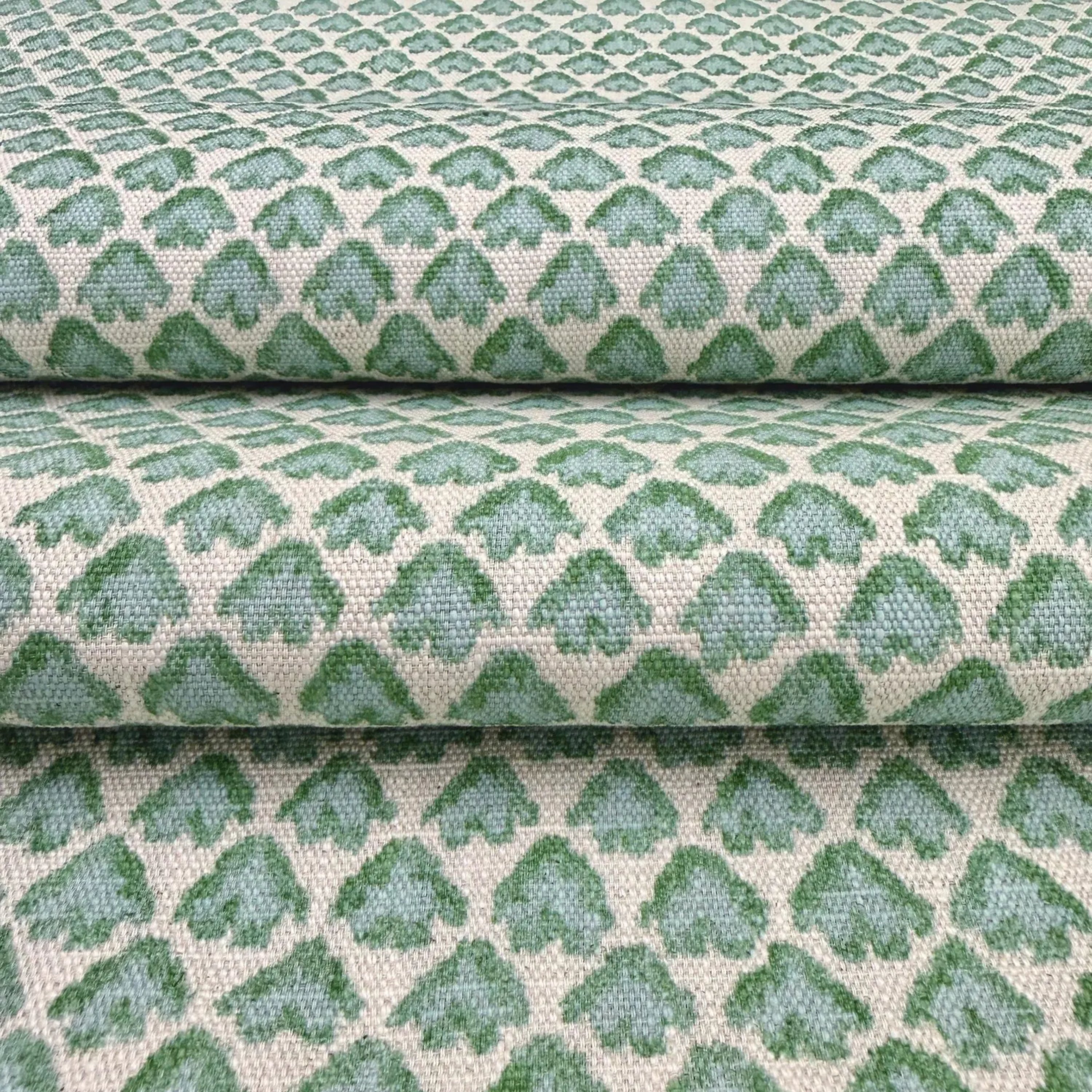 Botanical upholstery fabric by the yard in blue and green tones