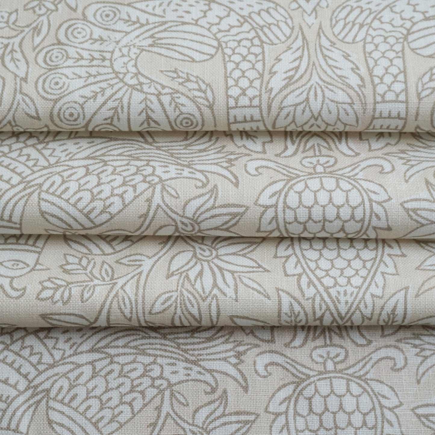 Taupe Bird Print Linen Cotton Fabric by the Yard – Artisan Neutral Upholstery & Drapery Textile