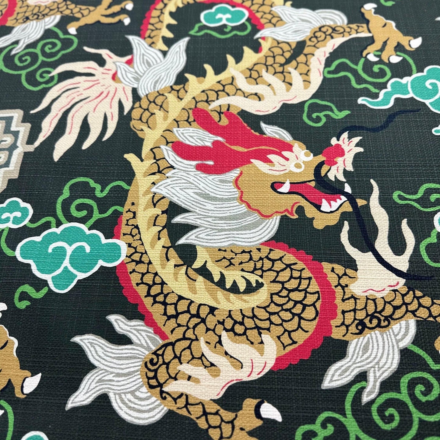 Year of the Dragon Textile Chinoiserie Curtain Fabric Yardage