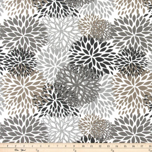 a white and gray flower pattern on a white background