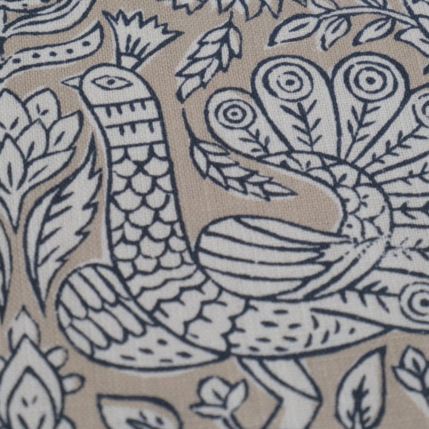 Sigrid Blue Floral Bird Print Fabric- Designer Bedroom Drapery