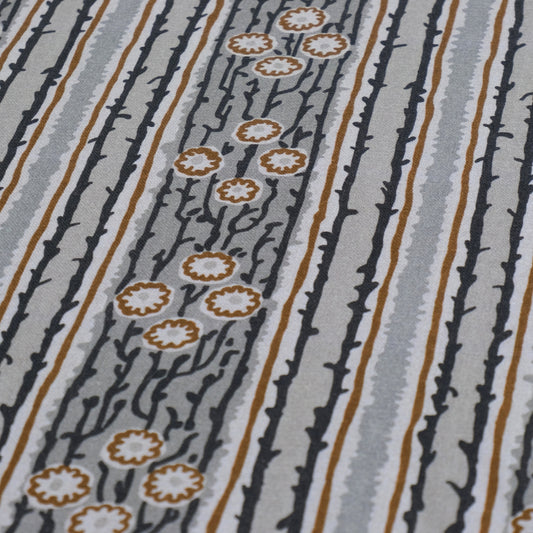 Taupe Terracotta Floral Vine Fabric- Vintage Botanical Cotton by the Half Yard