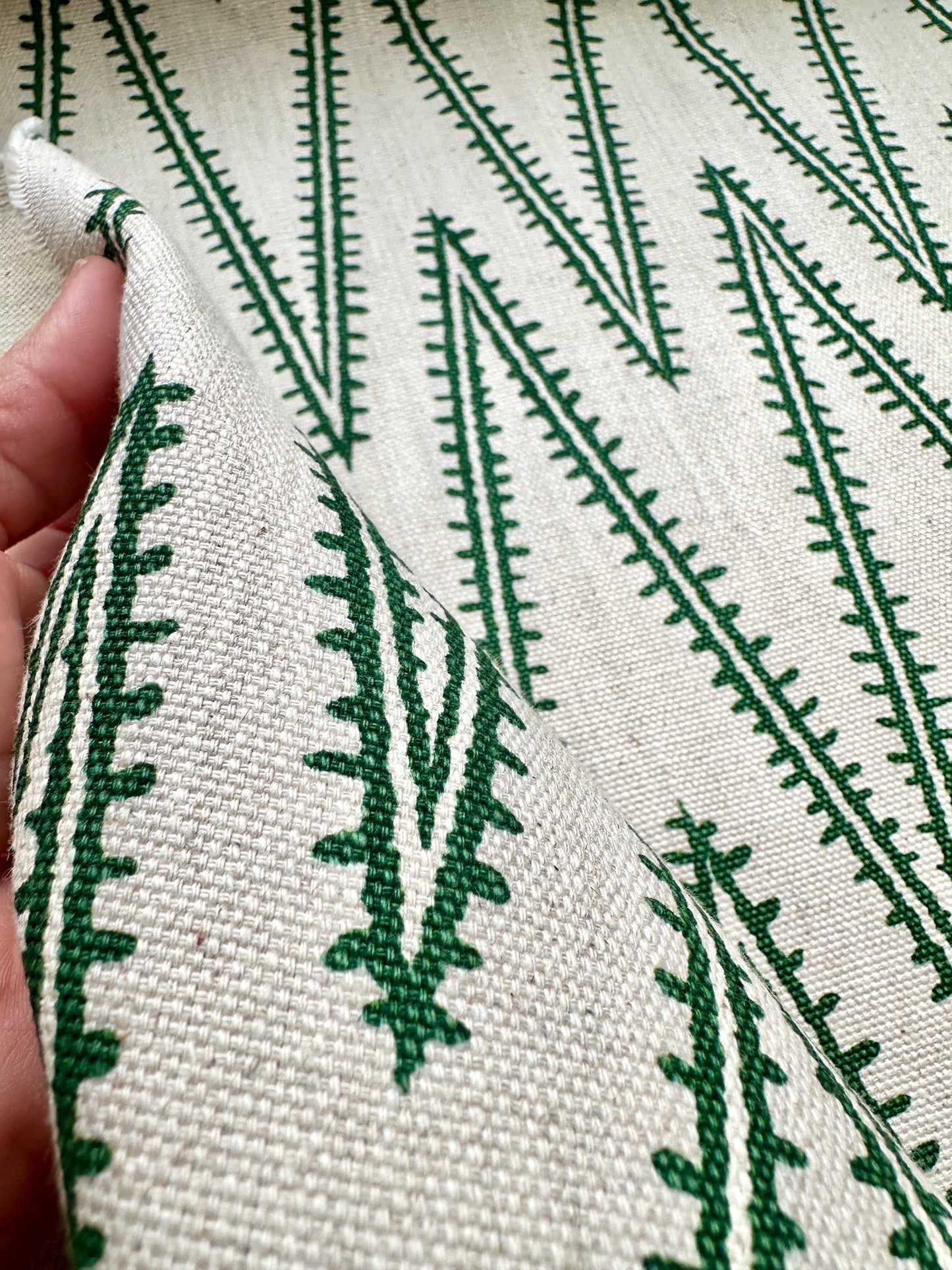 Green Stitch Pattern Cotton Fabric