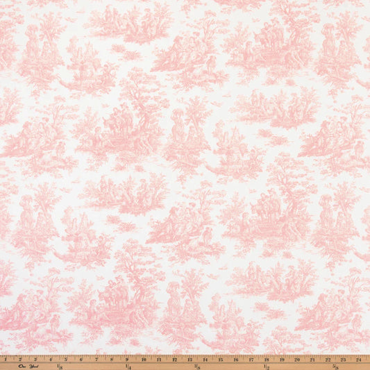 Coquette Pink Toile and Gingham Fabric Romantic Cotton Blend by the Yard for Curtains Pillows Quilting Crafts and Cottagecore Home Decor