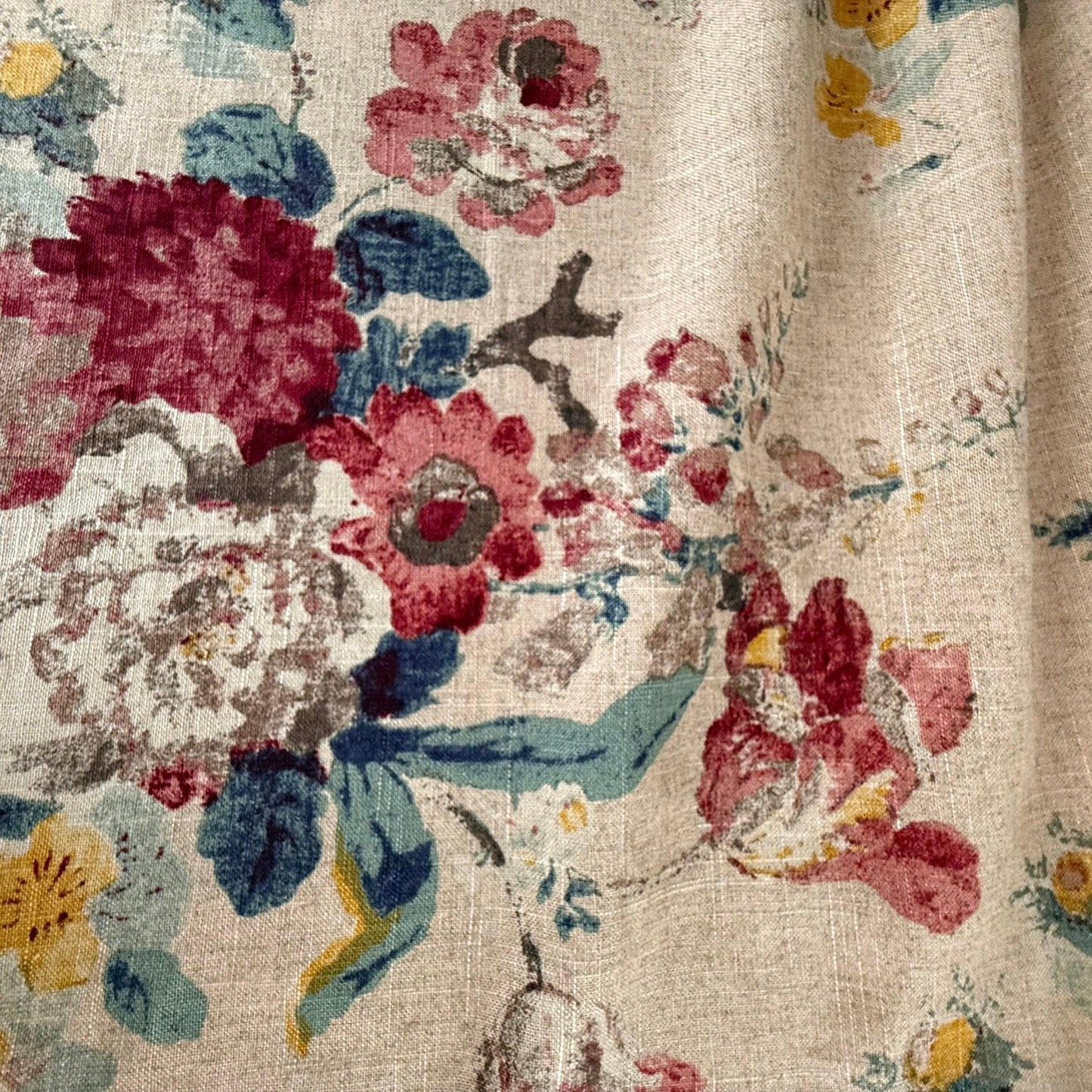 Linen Fabric Bouquet Print