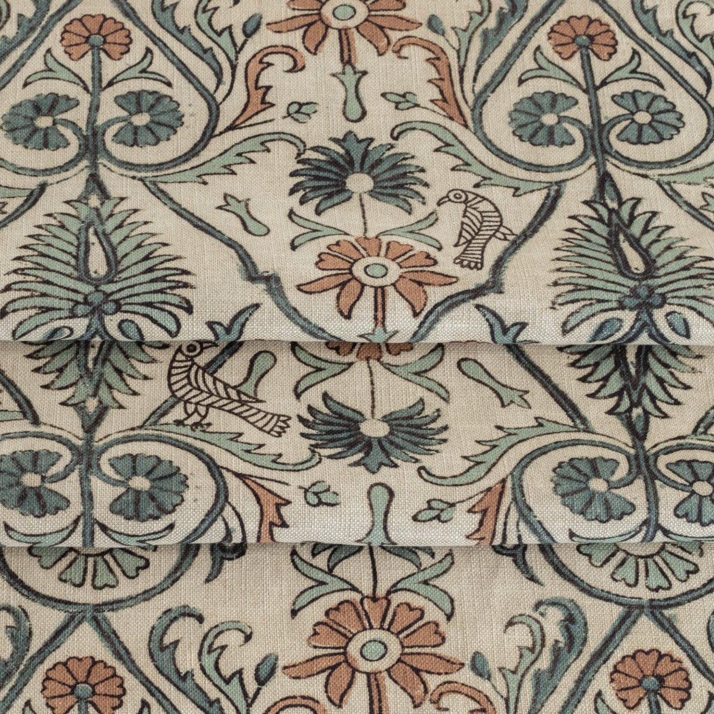 Floral Vine Bird Print Fabric