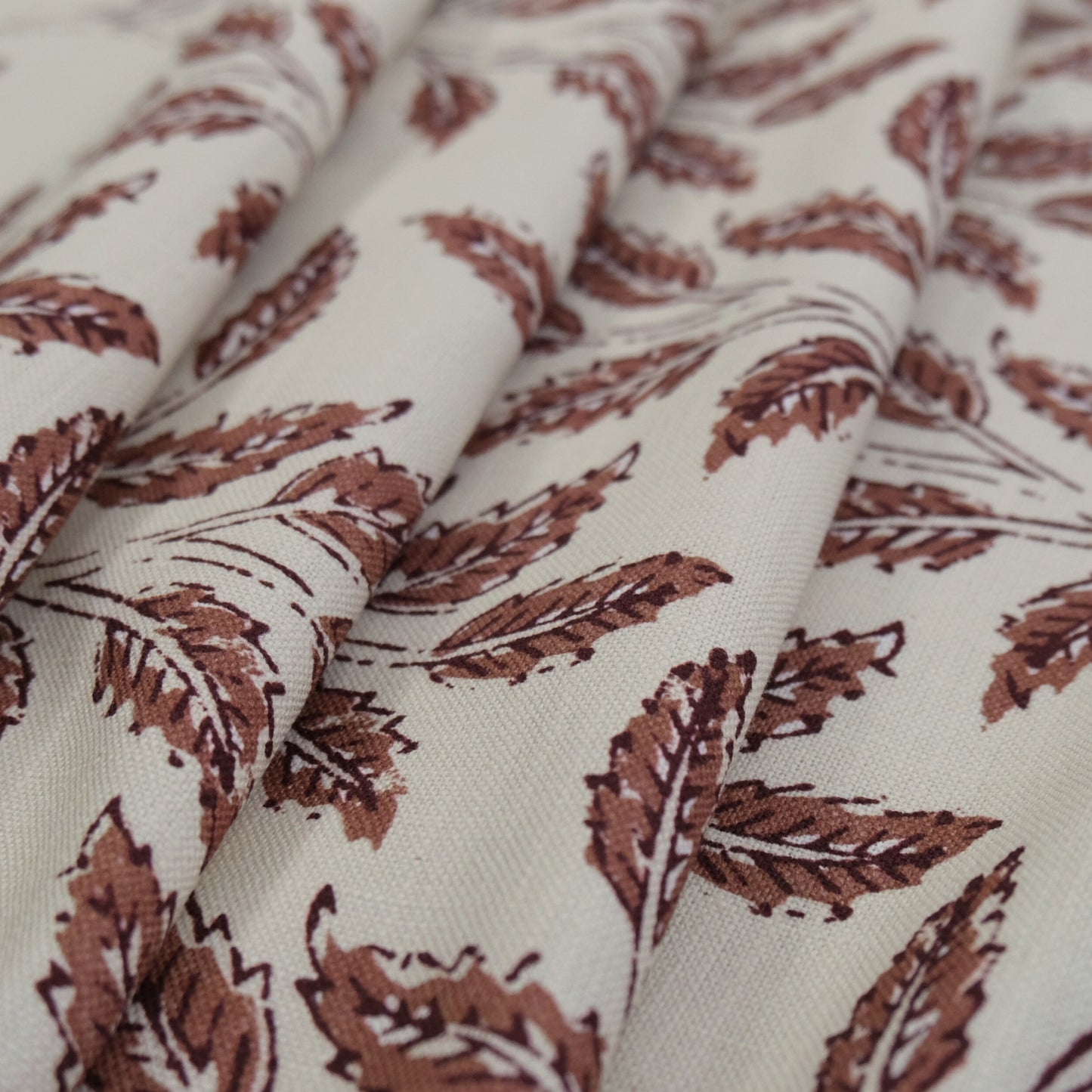 Sorrel Woodrose Deep Red Leaf Fabric - Burgundy Botanical Print