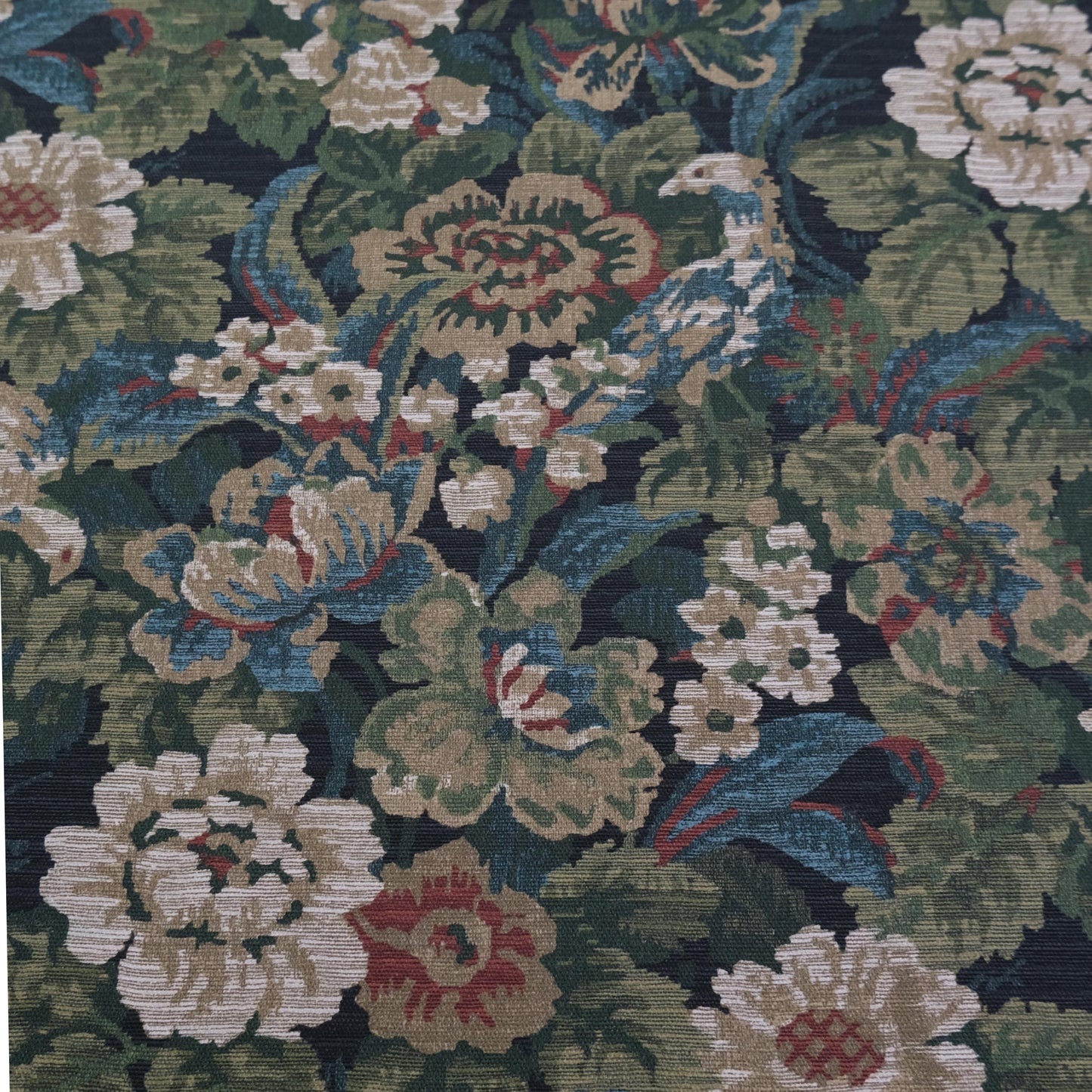 Forest Green Floral Print Upholstery Fabric