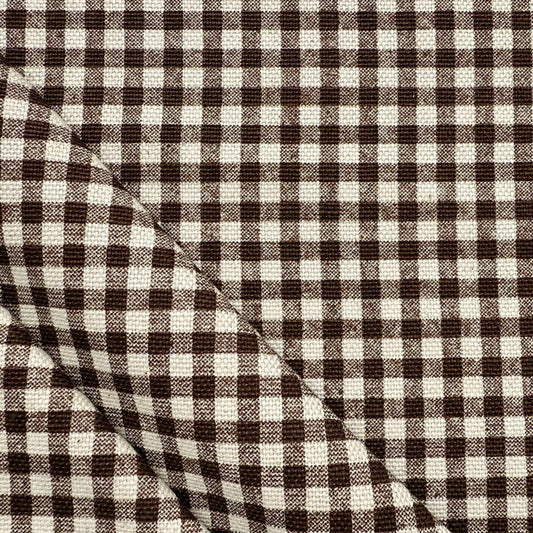 Warm Brown Gingham Check Fabric Rustic Look