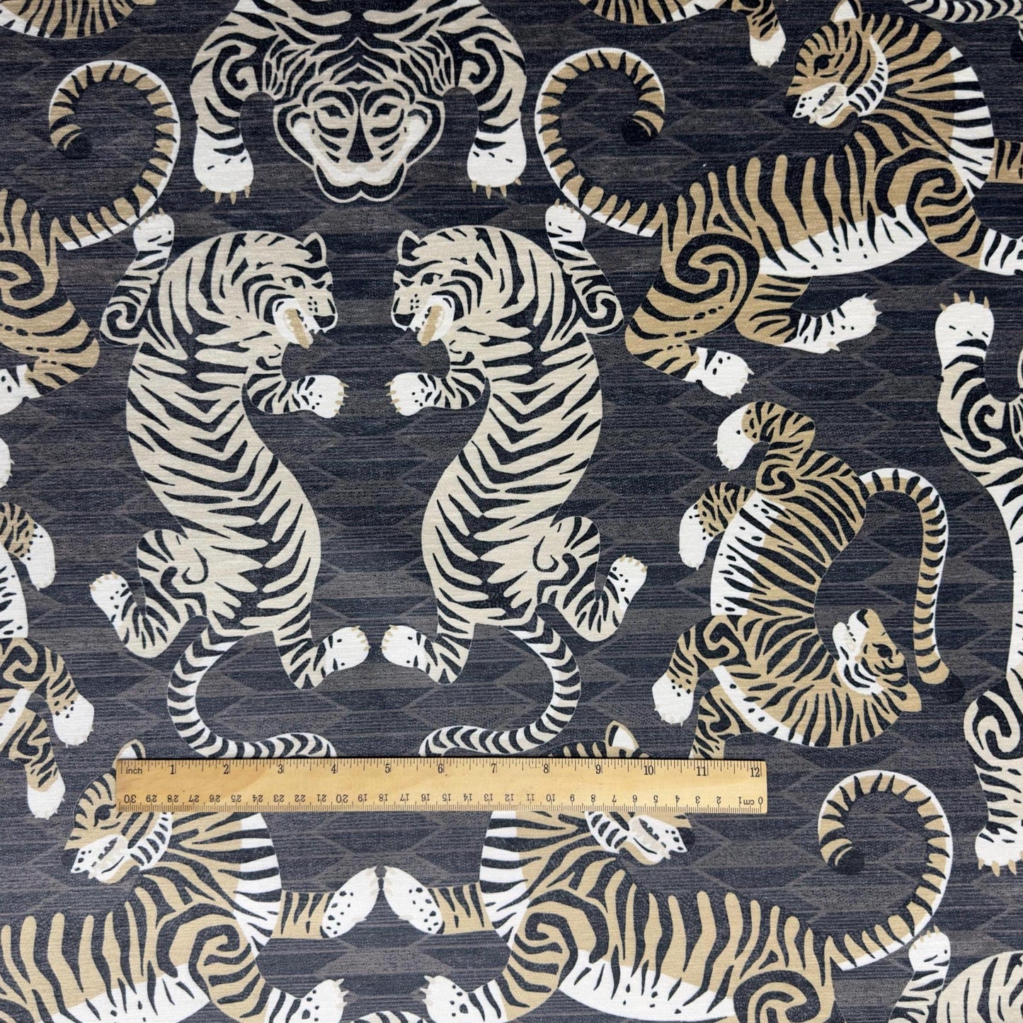 Gray Tiger Print Chenille Upholstery Fabric- Bold Animal Print for Home Decor