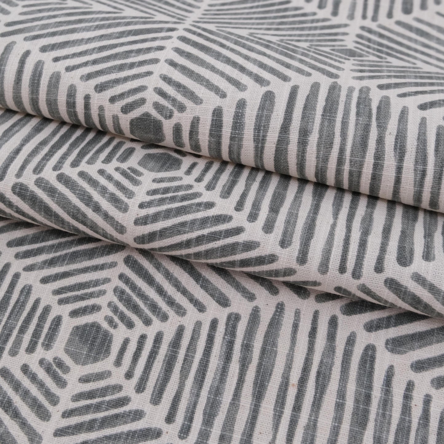 Neutral Geometric Fabric by Yard Tribal Block Print Pattern