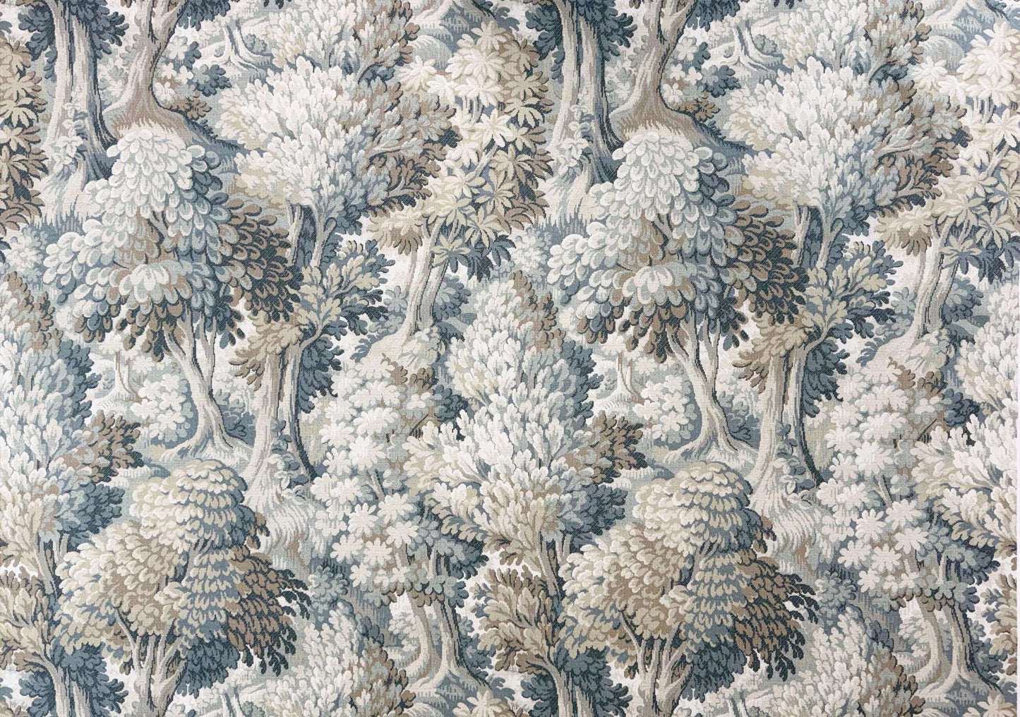 Muted Sage & Gray Tapestry Fabric for Upholstery and Curtains