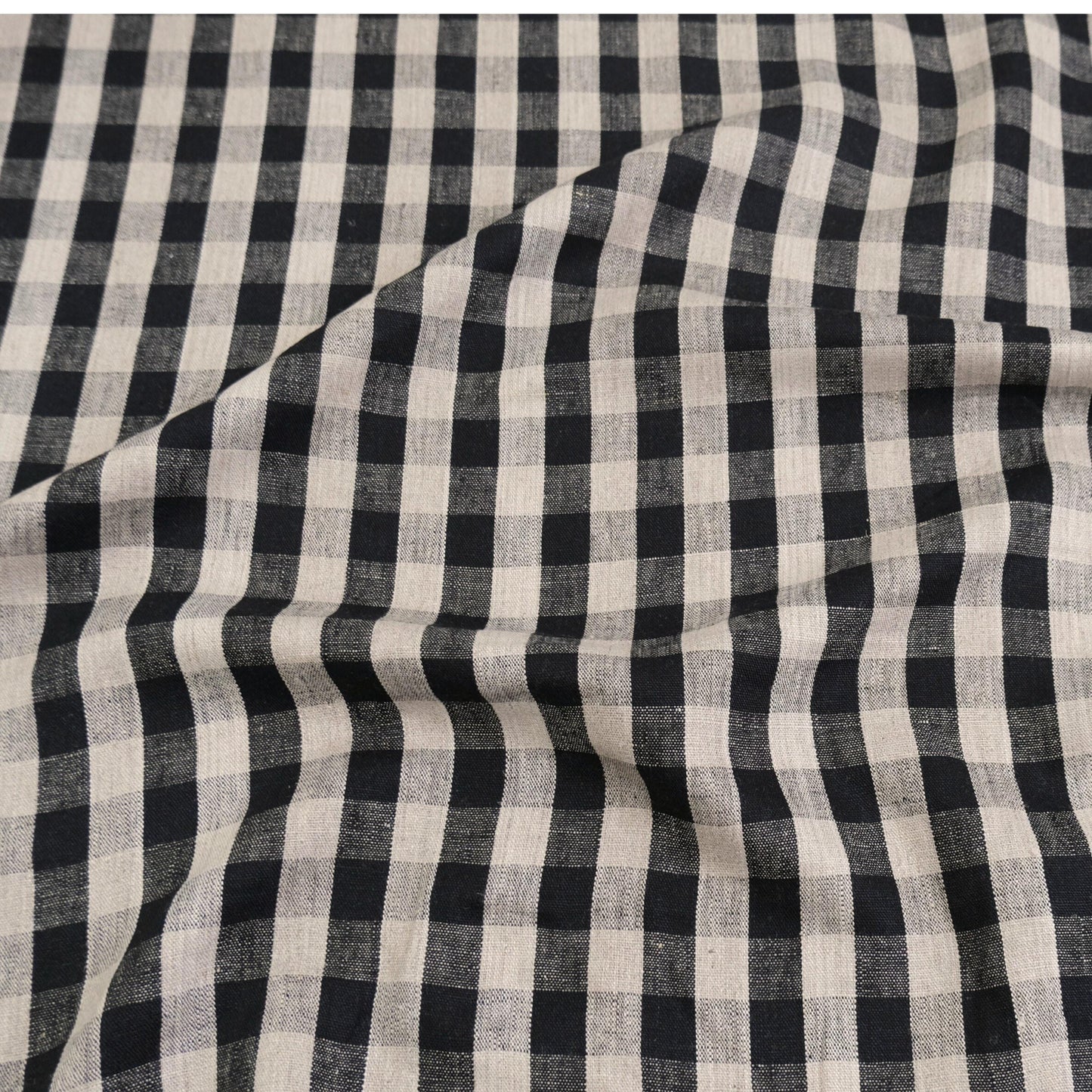 Black Check Fabric Tablecloth Checkered Onyx Linen Cloth Dark Plaid Table Cover Large Scale Gingham Pattern Decor Textile Dark Moody Style